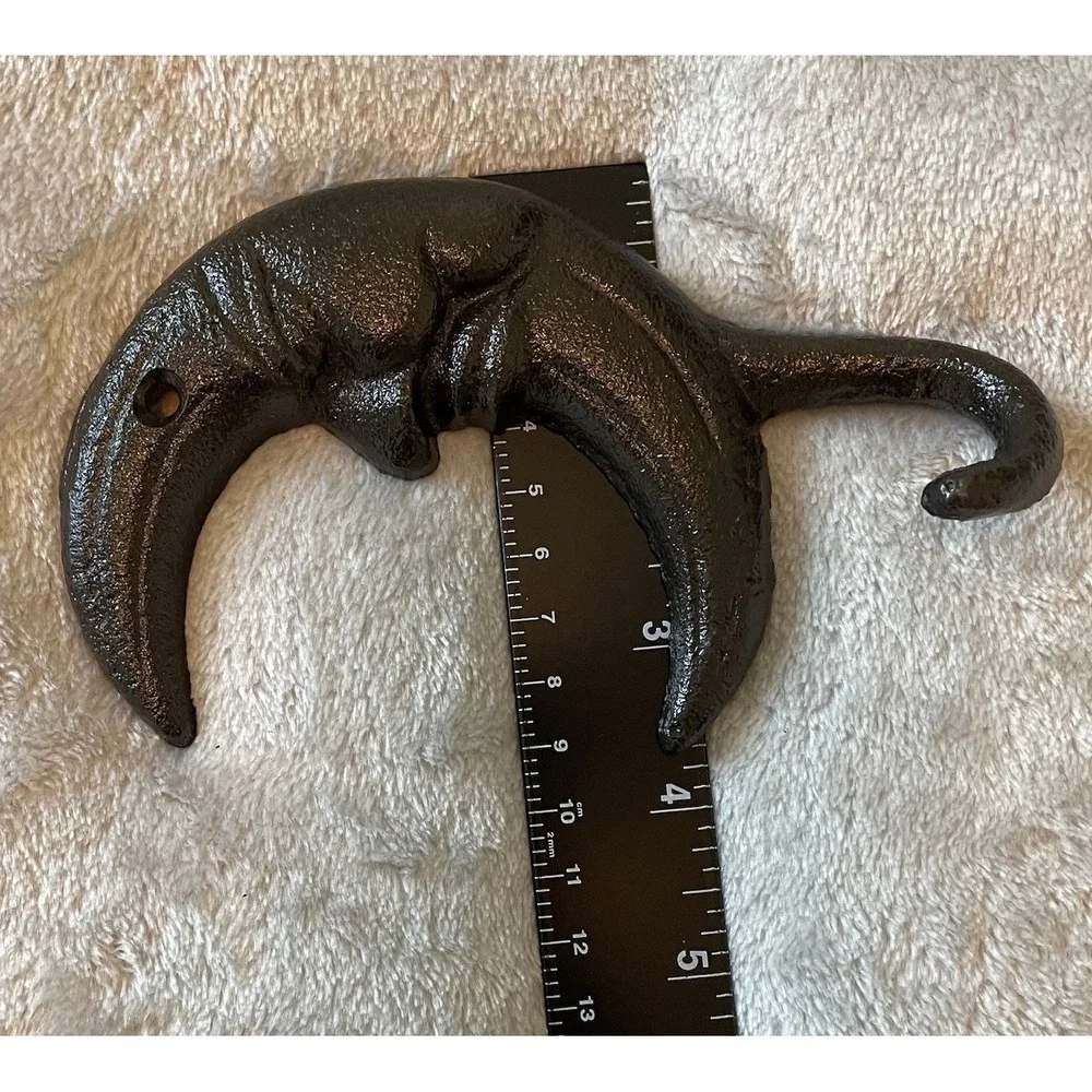 Cast Iron Crescent Moon Wall Hook Celestial Gothic Witchy Rustic Decor Black New